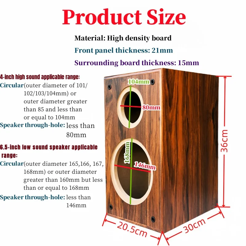 6.5-inch Speaker Empty Box,Two Divided Frequency Bass Reflex Speaker Box,Car/Home DIY Audio Modification,Wooden Speaker Housing