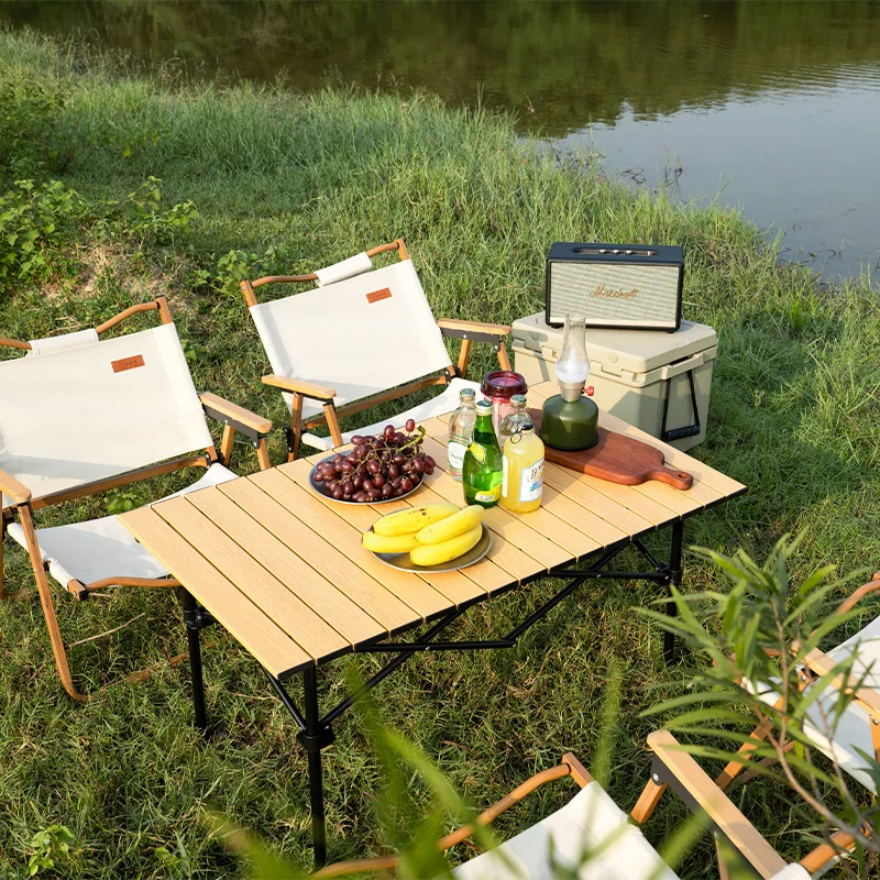 

Outdoor camping table Portable aluminum alloy egg roll table Camping picnic BBQ outdoor self-driving tour