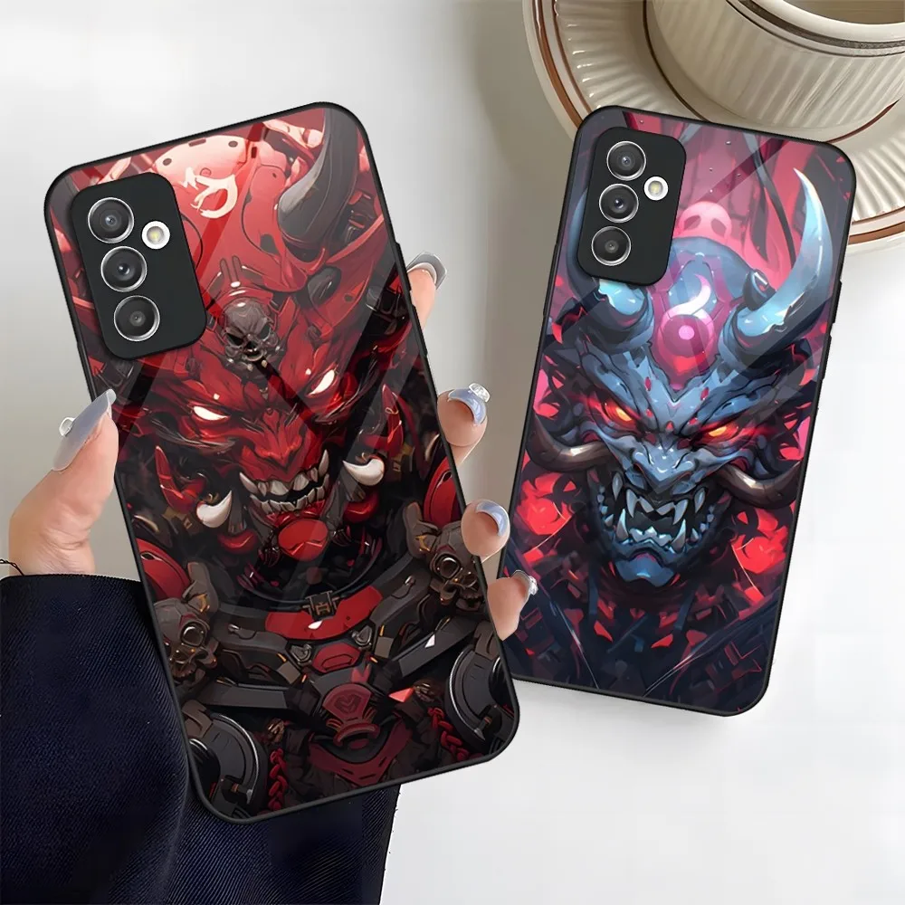 

Japan Samurai Oni Mask Phone Case Glass for Samsung Galaxy S20 S21 S22 S24 S23 Ultra Fe Plus A34 A54 A24 A52 A53 M54 Coque