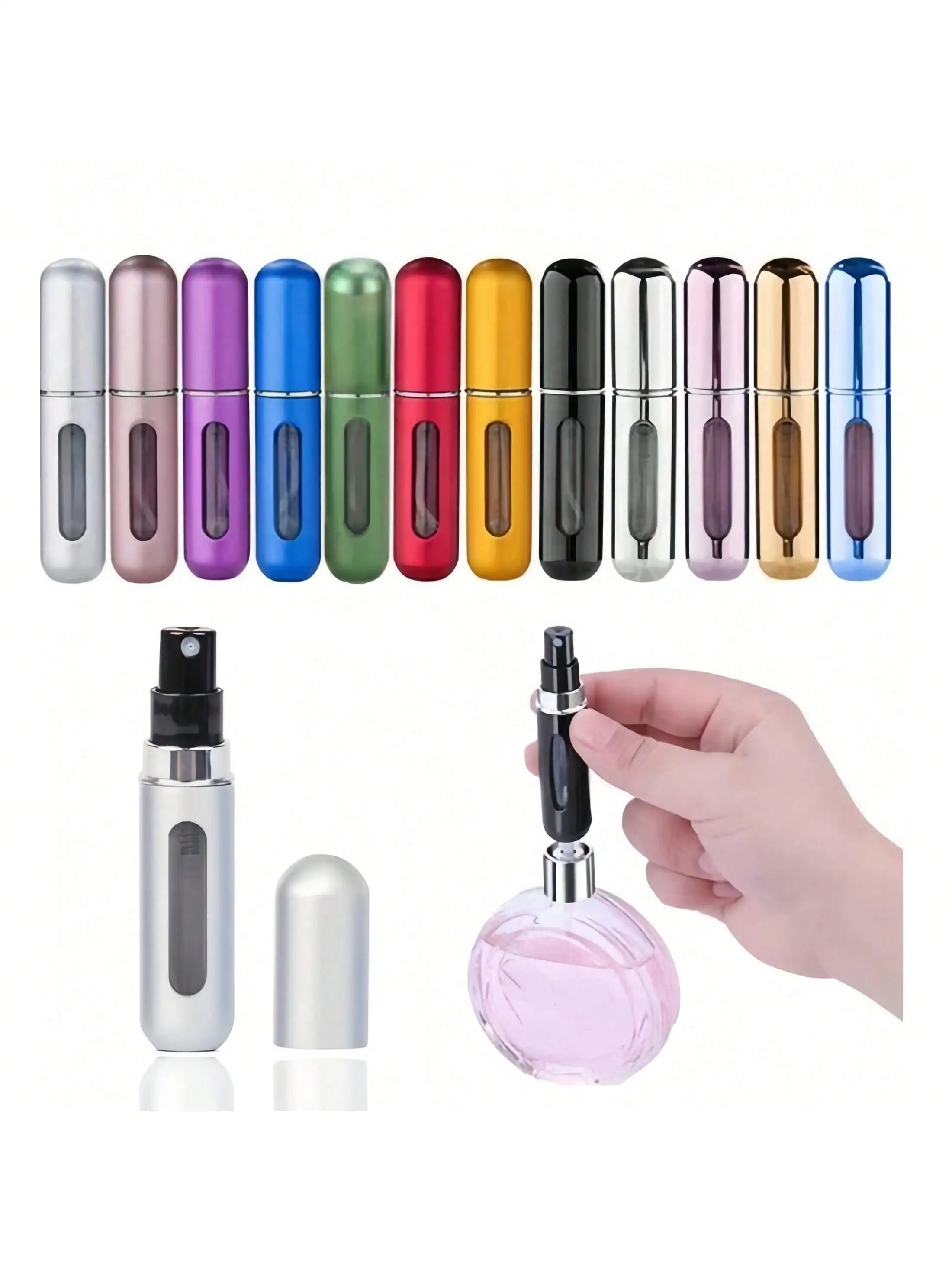 1 botella de perfume de aceite esencial de 5 ml, botella de perfume de alta gama, botella de cristal, pequeña botella de perfume reutilizable, ess de viaje de vacaciones