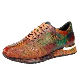 2026 New Arrival Fashion Ostrich Skin Causal Shoes Men,Male Genuine Leather sneakers CP-145