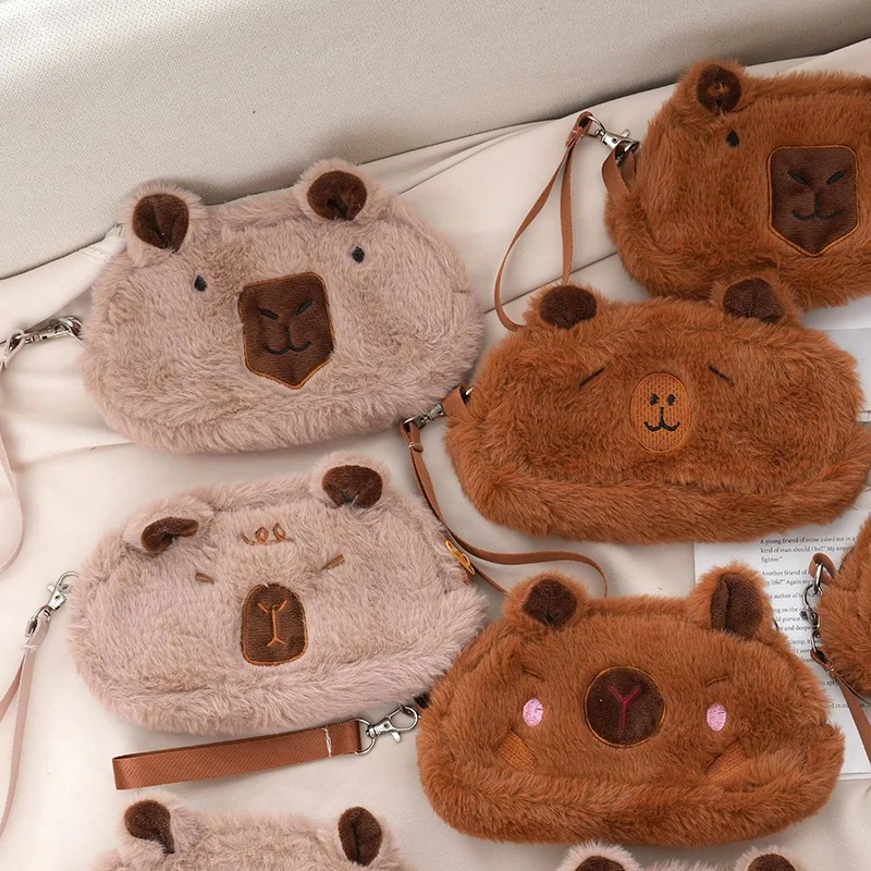 Плюшевый пенал капибара, большая емкость, органайзер для канцелярских принадлежностей Капибара, сумка для ручек, портативная косметичка, сумка для хранения различных вещей