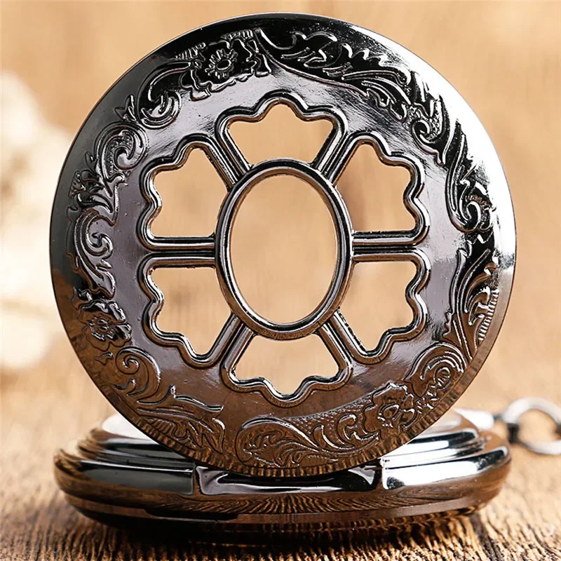 

Antique Hollow Out Flower Case Men Women Handwinding Mechanical Pocket Watch Roman Number FOB Pendant Chain Relgio de bolso