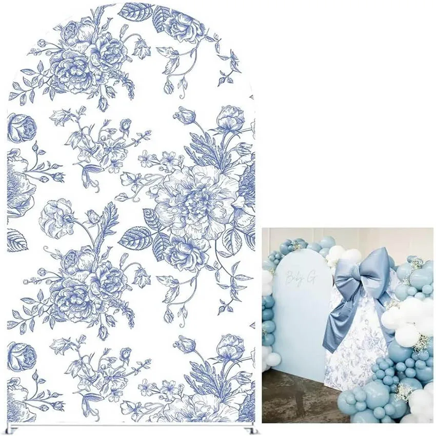 Mehofond مخصص 2-الجانب الأزرق تويلي زهرة الاطفال حفلة عيد ميلاد الزفاف دش يغطي كيارا قوس خلفية ديكور خلفية