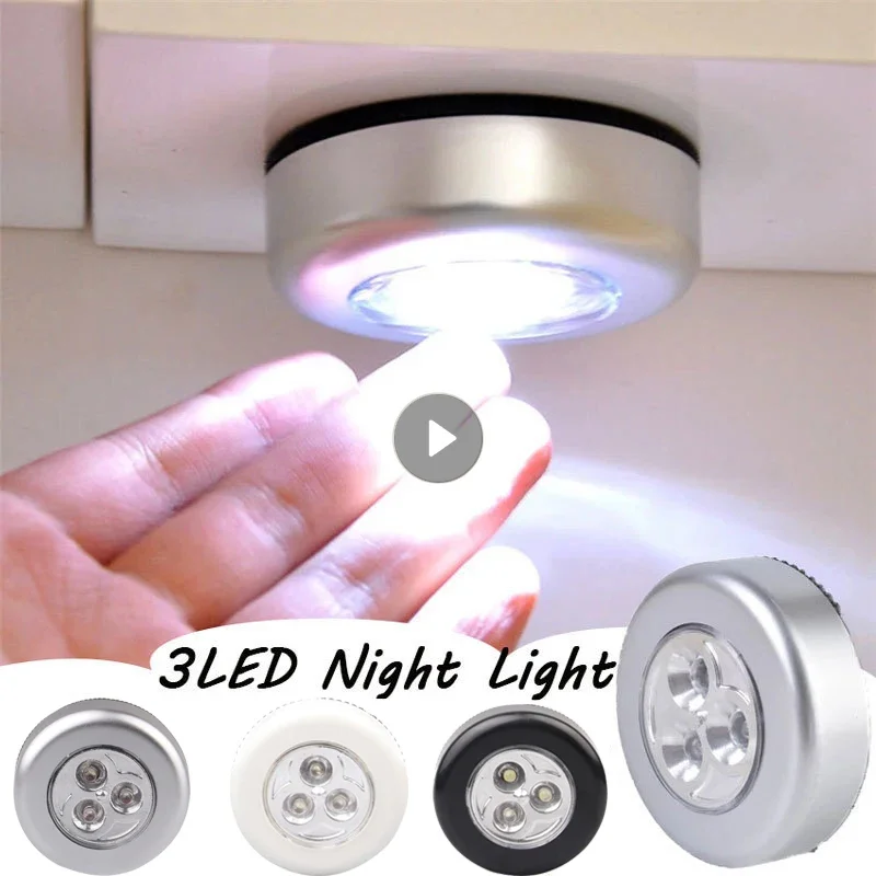 Mini LED Night Light Wireless Round Motion Sensor Touch Light Battery Powered Cabinet Night Lamp For Bedroom Closet Lighting Dad