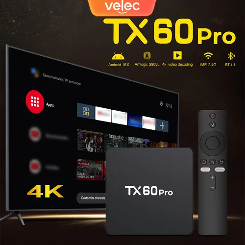 Velec Smart TV Box Android 16 16 + 256GB 4K decodificación de vídeo transmisión de alta gama con WiFi de doble banda reproductor multimedia de entretenimiento en el hogar