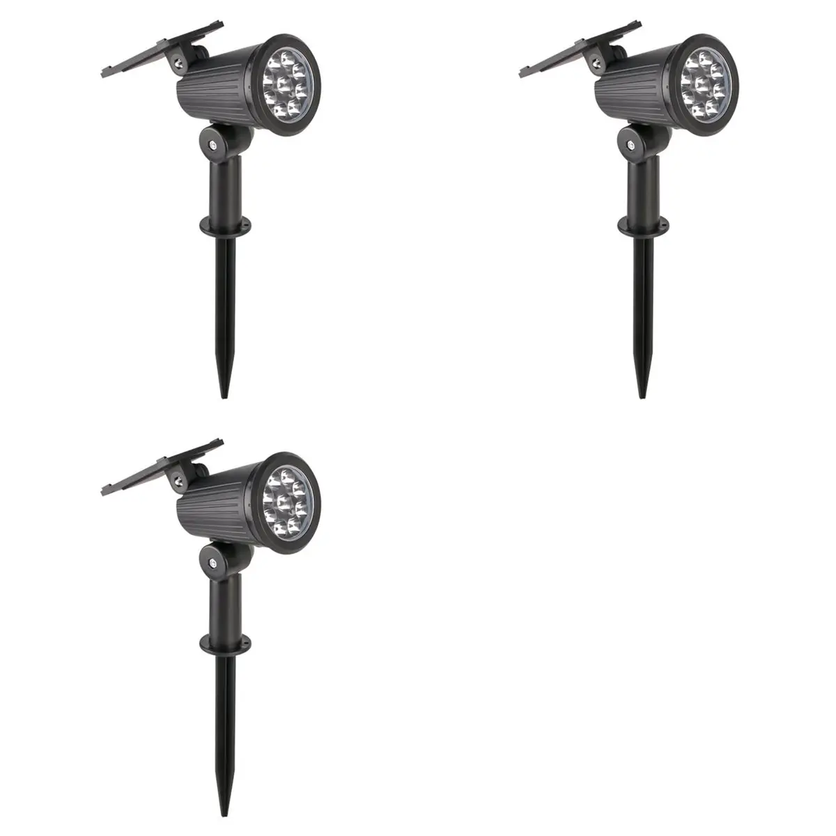 ABCA-3X 9 LED Solar Spotlights Outdoor Solar Landscape Lights IP65 Waterproof Brightness Adjustable White Light