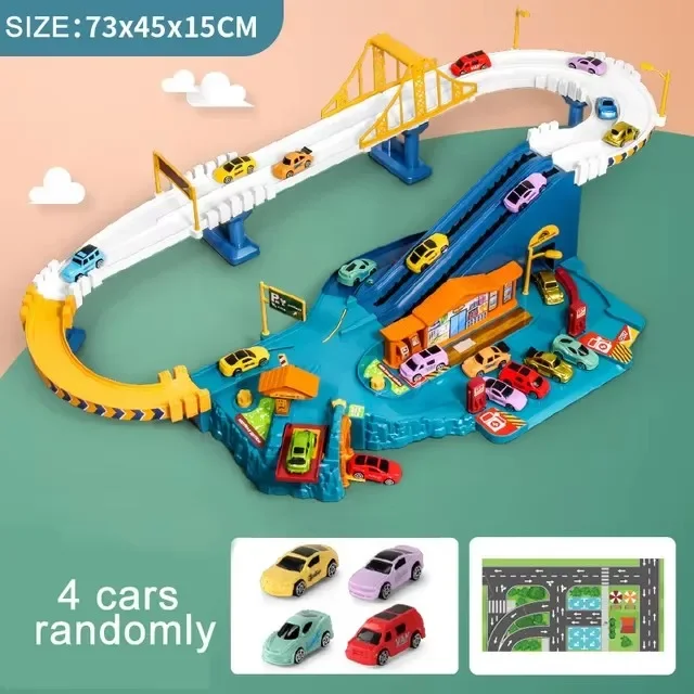 Electric Rail Car Dinosaur Building Parking Lot Adventure Racing Rail Car Toys Children Brain Mechanical Interactive Rail Cars