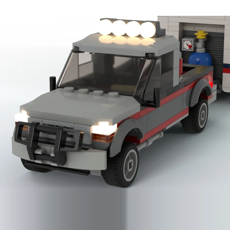 Speed Racing Car Model MOC Building Bricks Truck With Camper Trailer Modular Technology Children Holiday Gifts Assemble Toy Suit