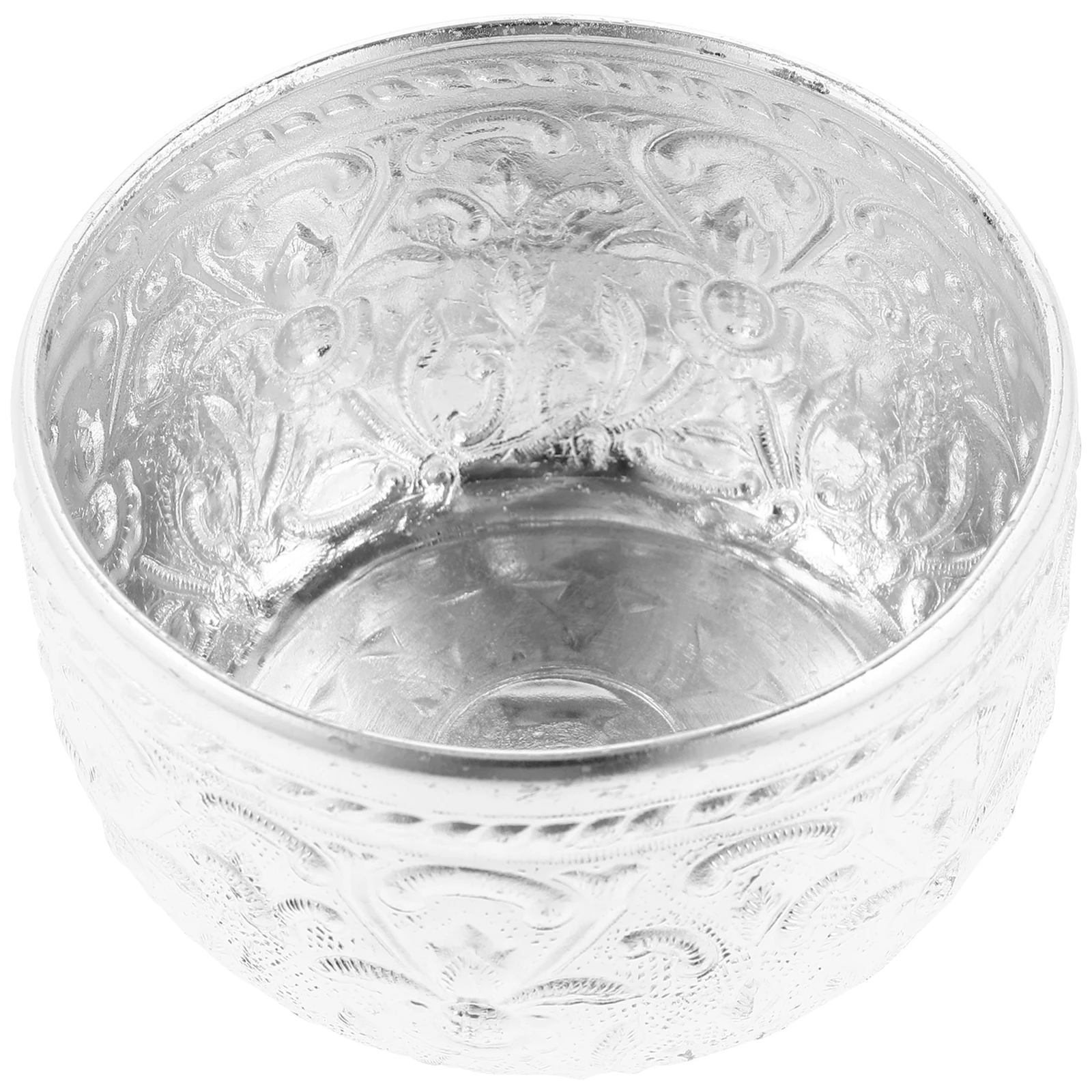 

Thai Style Tin Bowl 10CM Diameter 6CM Height Hand Carved Essential Oil Bowl Spa Water Therapy Fruit Rice Serving Container