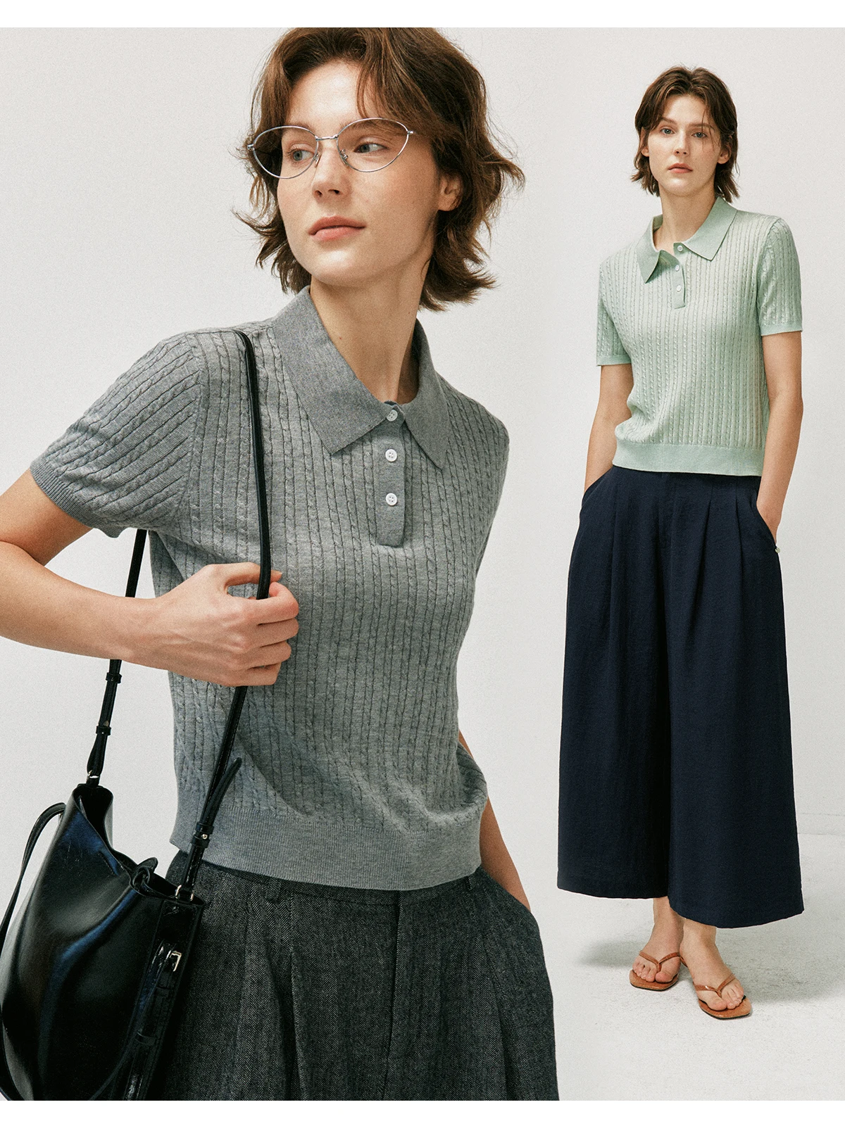 

Ultra Soft Neck Short Sleeve Knitted Top Women's Skin-friendly Breathable Casual Style Straight Cut Patterned Knitwear