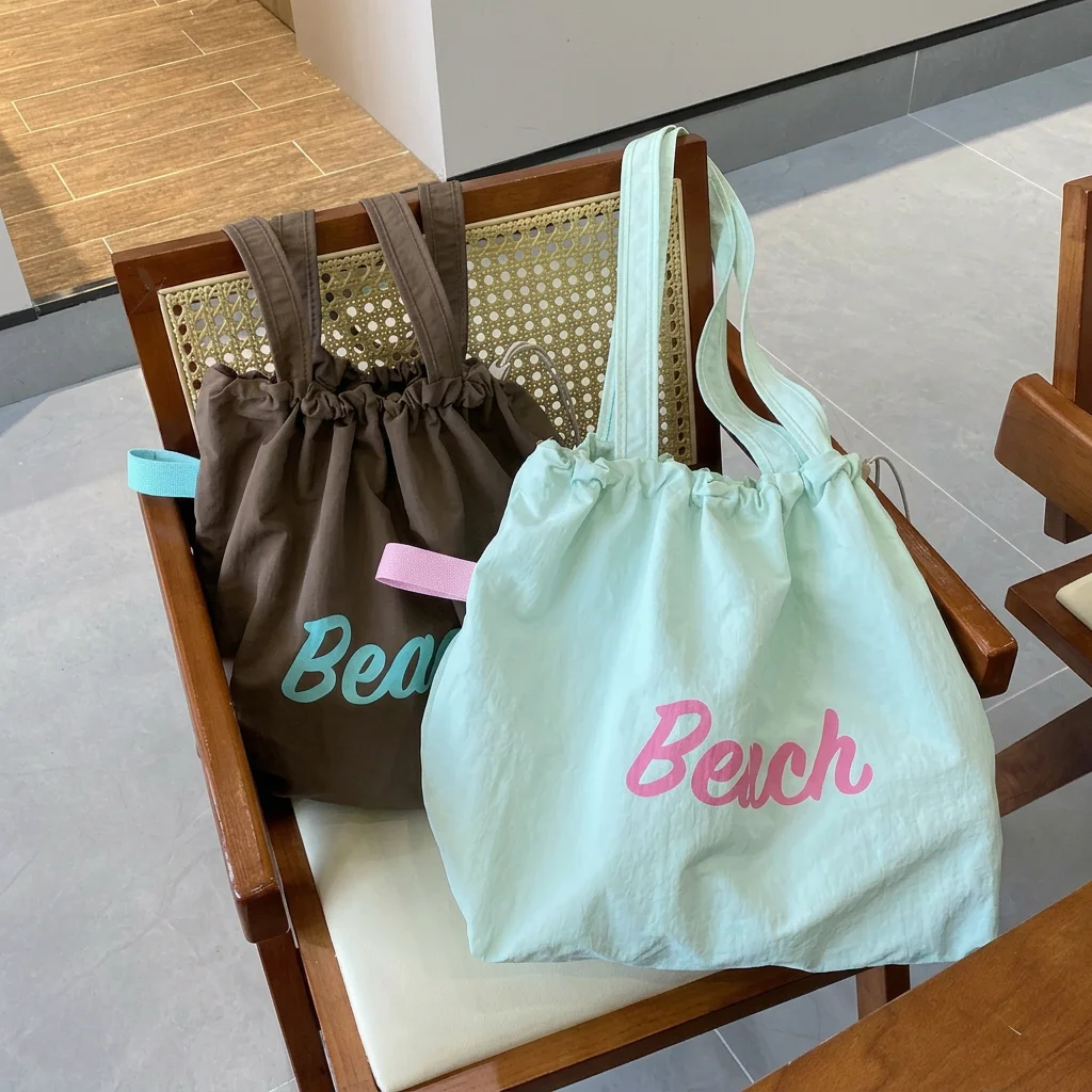 

Letter Print Bag Comfortable Drawstring Bag Large Capacity Casual Bag Soft For Hanging Out Short Trips Travel