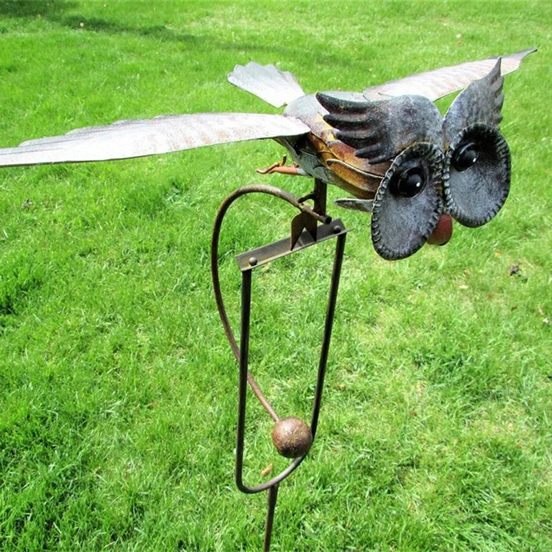 

Metal Owl Wind Spinner Outdoor 3D Owl Metal Windmill Yard Wind Catchers Yard Patio Garden Decoration