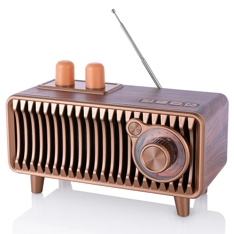 

CyborisT7 20W Retro BT5.1 Speaker Radio Walnut Wood Vintage Rotary FM Radio Dual Speakers Stereo Support USB/TF/AUX Player