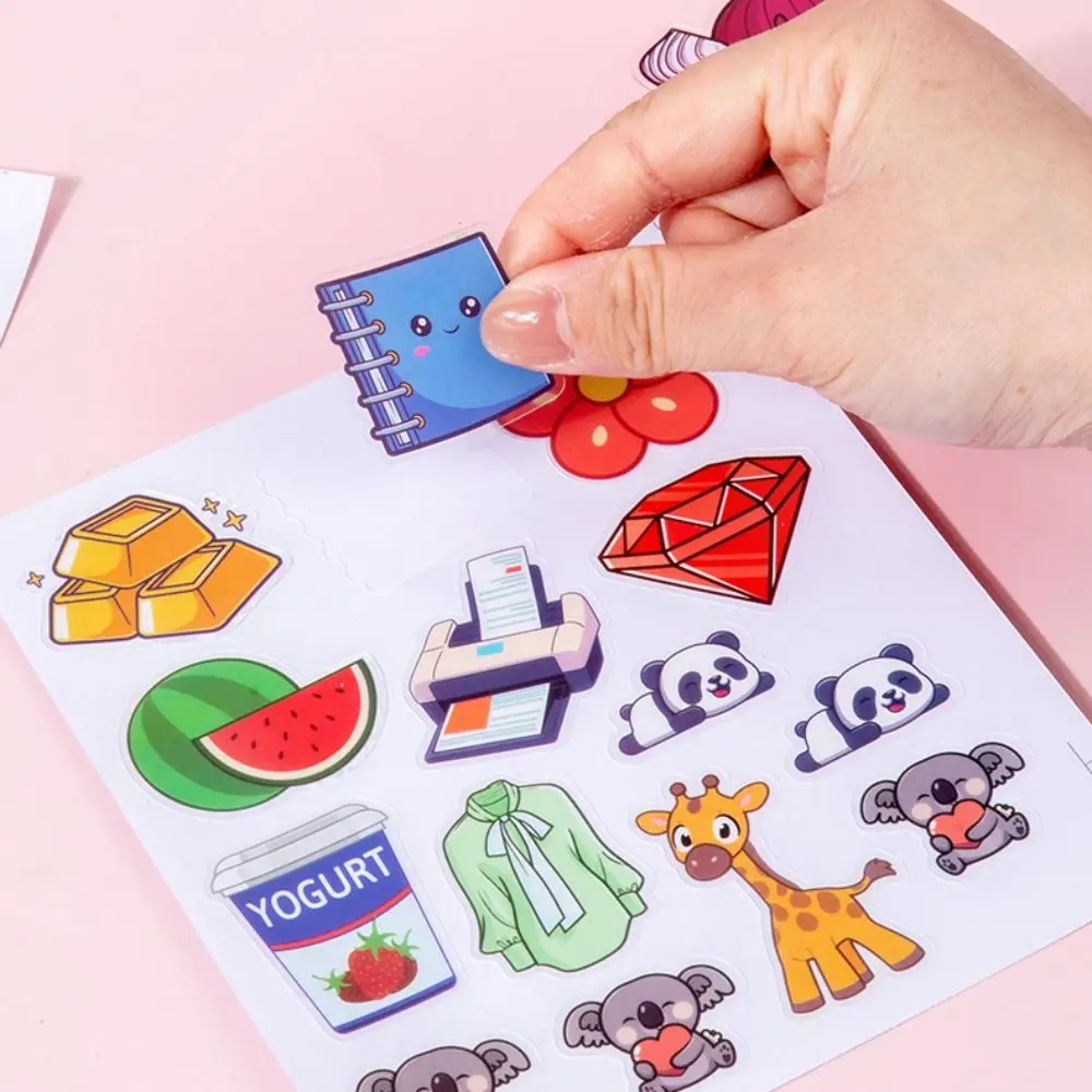 Paper Kids Sticker Book with Pen English Learning Water Drawing Book Reusable Puzzle Water Coloring Cards Toy