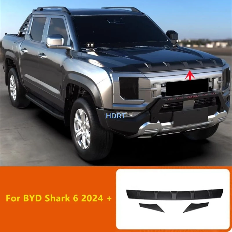 For BYD Shark 6 2024 + Off-Road Car Style Front Engine Bonnet Cover Shield Hood Deflector Trim Protector Decoration Accessories