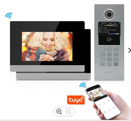 

7 Inch Video Intercom For Apartments Touch Screen RFID Card/password/APP To Open Gate Tuya Video Doorphone