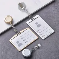 1 Pcs Aluminum Alloy Card Cover Case Bank Business Work Card Holder with ABS Retractable Badge Reel Credit ID Card Badge Bag