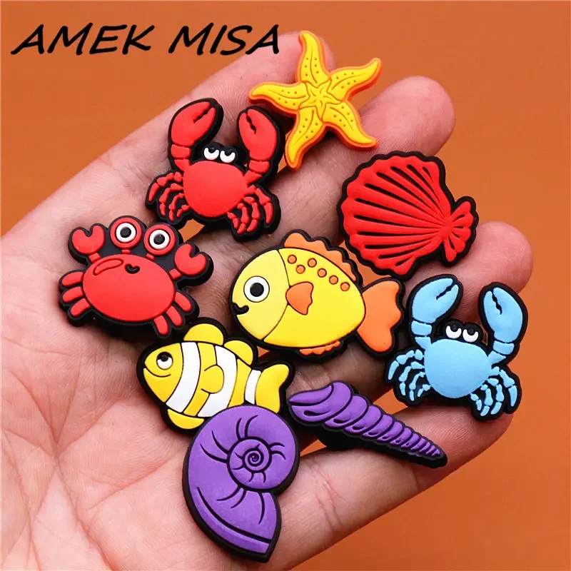 1pcs Shoe Charms Accessories Cartoon Animals Cute PVC Shoe Buttons Sandals Charms Decoration Marine Organism