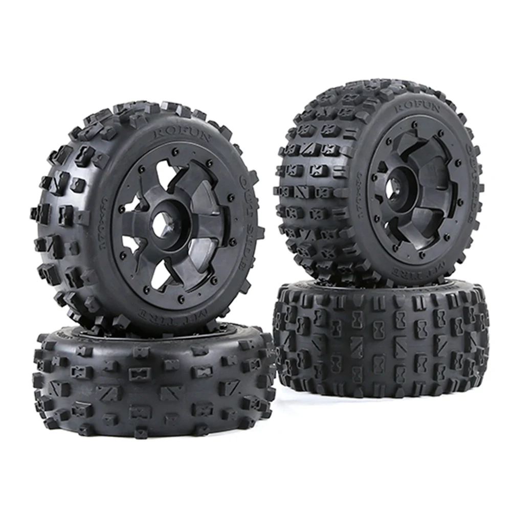 Off-Road-Auto-Set für Vorder- und Hinterreifen für 1/5 HPI ROFUN Baja Truck, Ersatzteile, Schwarz