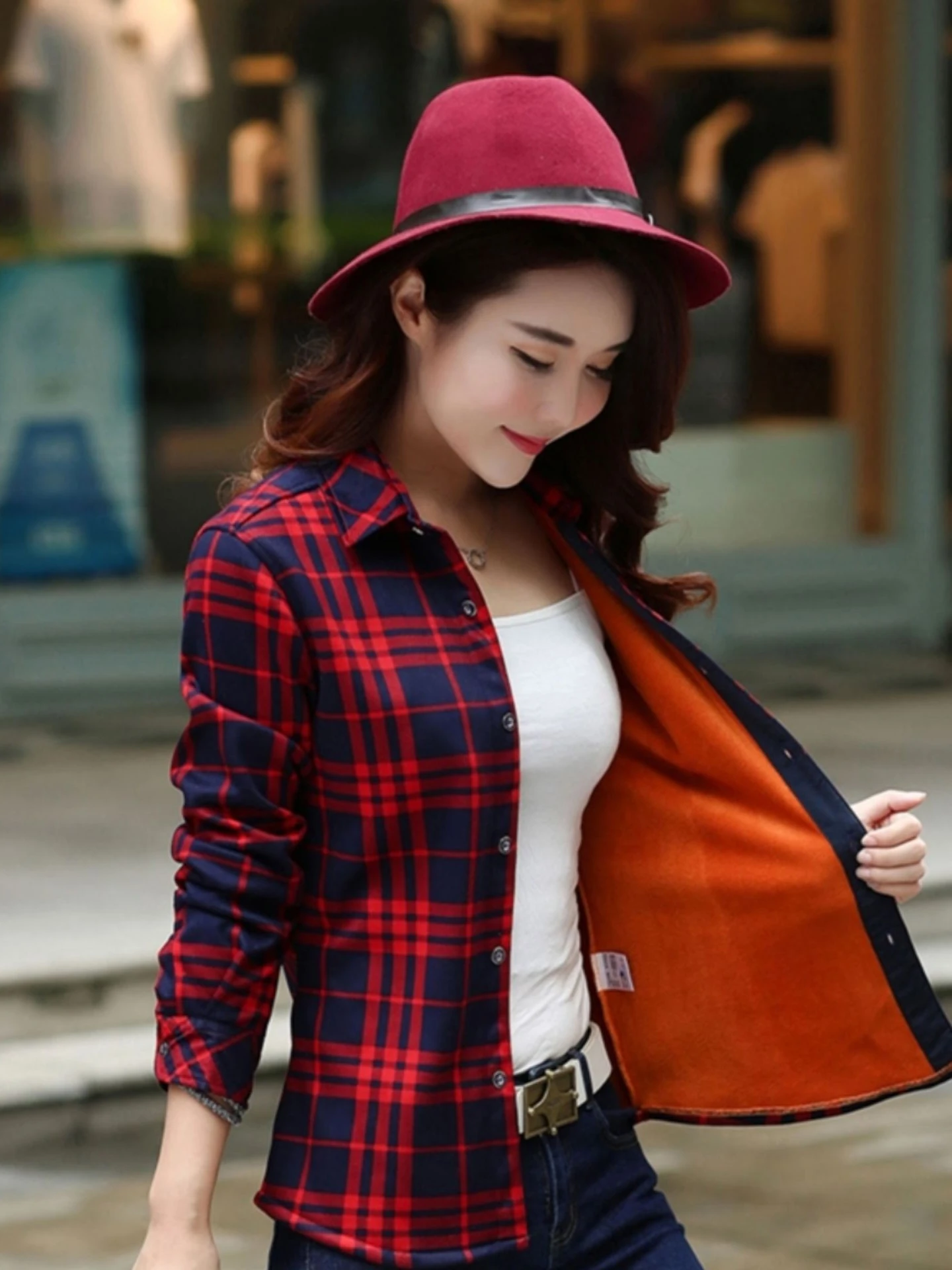 厚手フリースチェック柄シャツ レディース 長袖 ショート丈 ゆったり ママコート 春秋冬 暖かい フランネル ボタンダウン トップス
