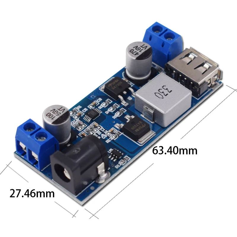 Fuente de alimentación reductora, convertidor Buck DC-DC de 9V-36V a 5V/5A, reemplaza LM2596S, USB ajustable, reductor, alta eficiencia, bajo calor