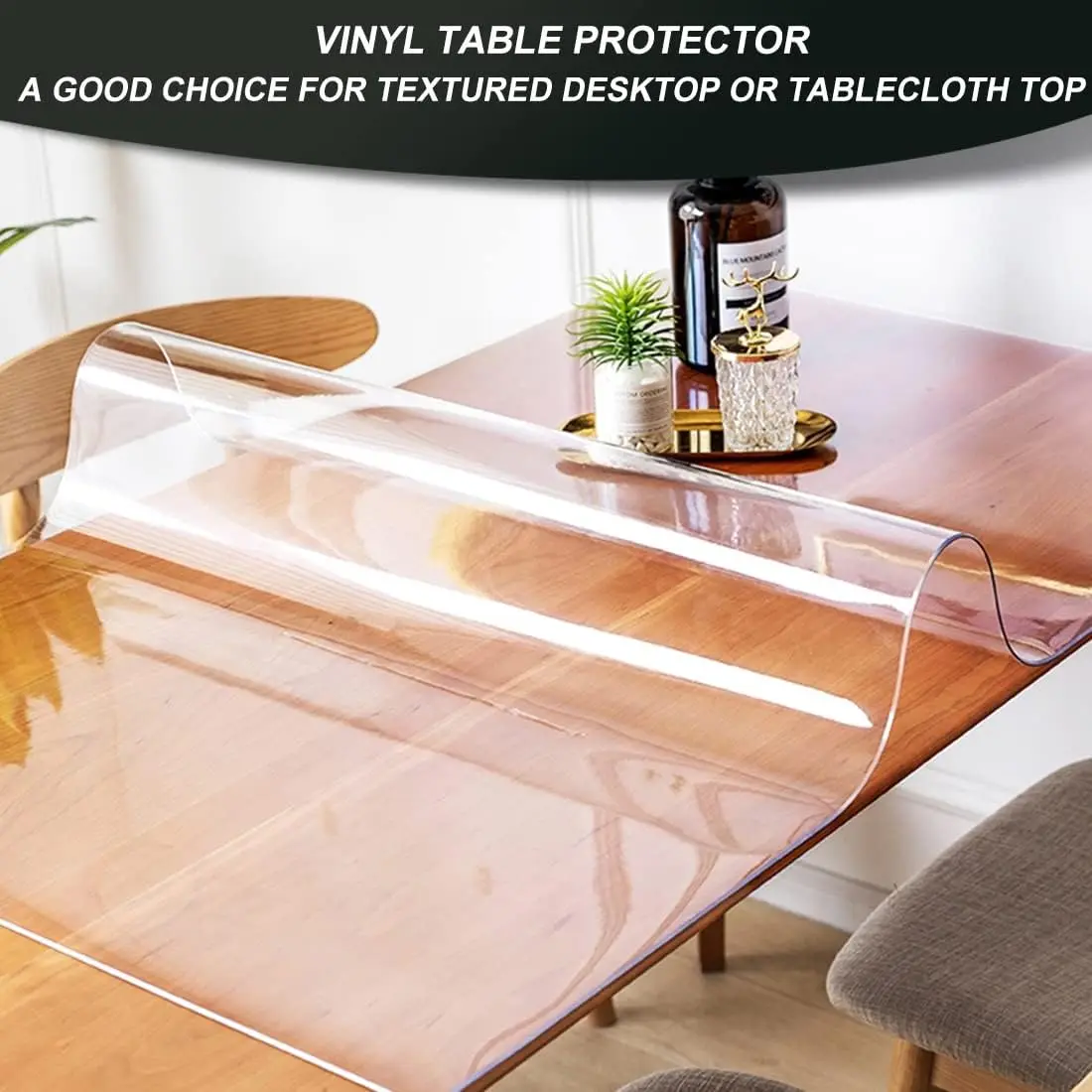 PVC transparent tablecloth with a thickness of 1.5mm, heat-resistant, waterproof, and oil resistant dining table mat, 1pc