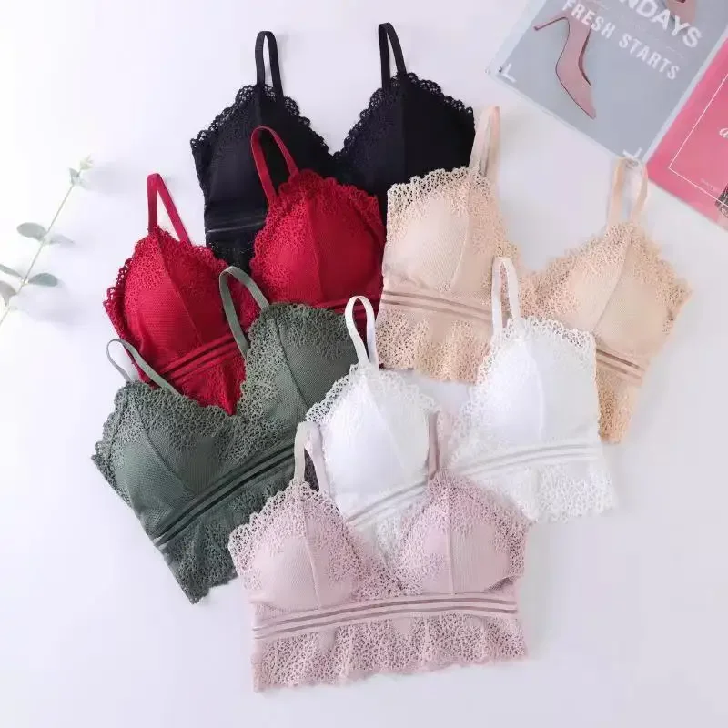 Deep V-neck Triangle Cup Sexy Bra for Women Bralette Push up Lingerie Wireless Bralette Seamless Underwear Mujer