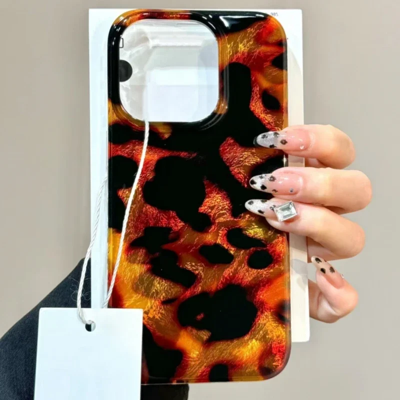 Stylish Tortoiseshell Leopard Pattern Phone Case For iPhone 16 15 14 Pro Max 13 12 11 XS X XR 7 8 Plus SE 2022 Transparent Cover