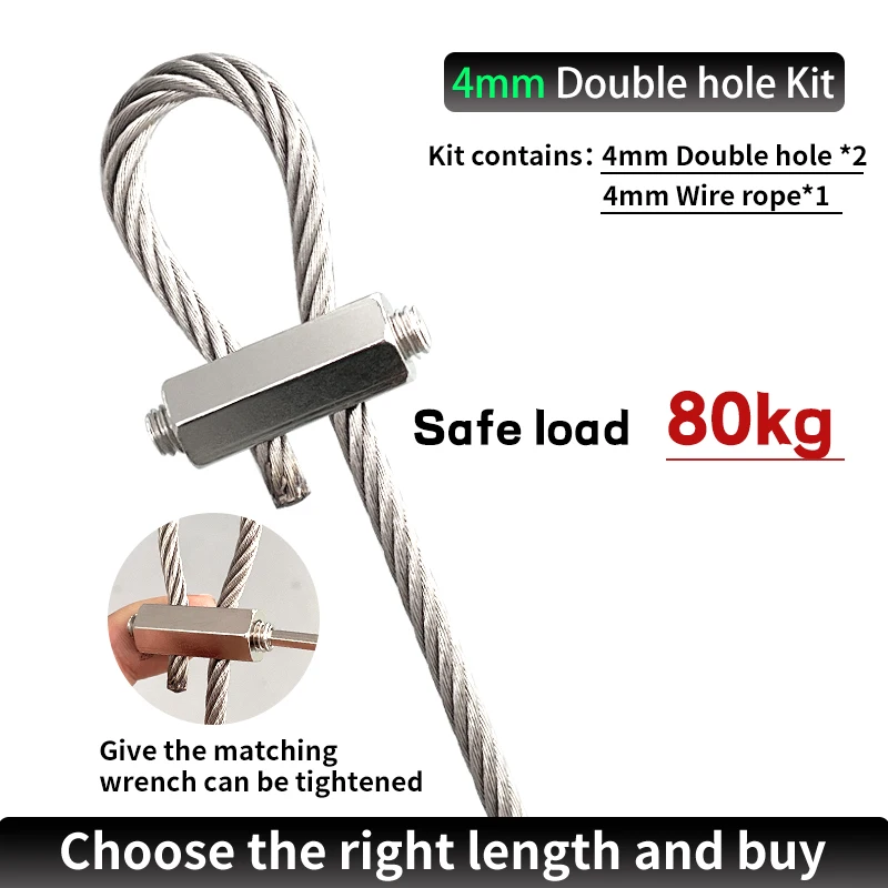 1/2/4pcs 2/3/4mm Adjustable Stainless Steel Suspension Sling Telescopic Wire Rope Lock Image Placard Fasteners Hanging Kit