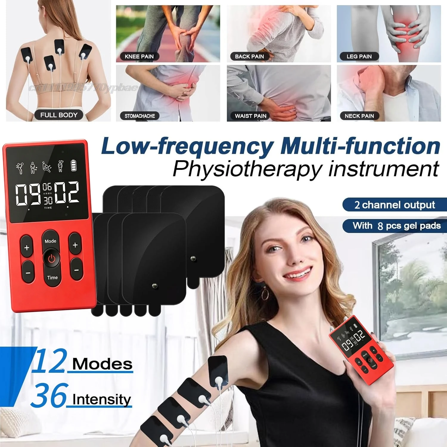 EMS Muscle Stimulator Electroestimulador Dual Channel 12 Modes 36 Levels TENS Home Daily Back Relax Tool EMS Muscle Stimulator