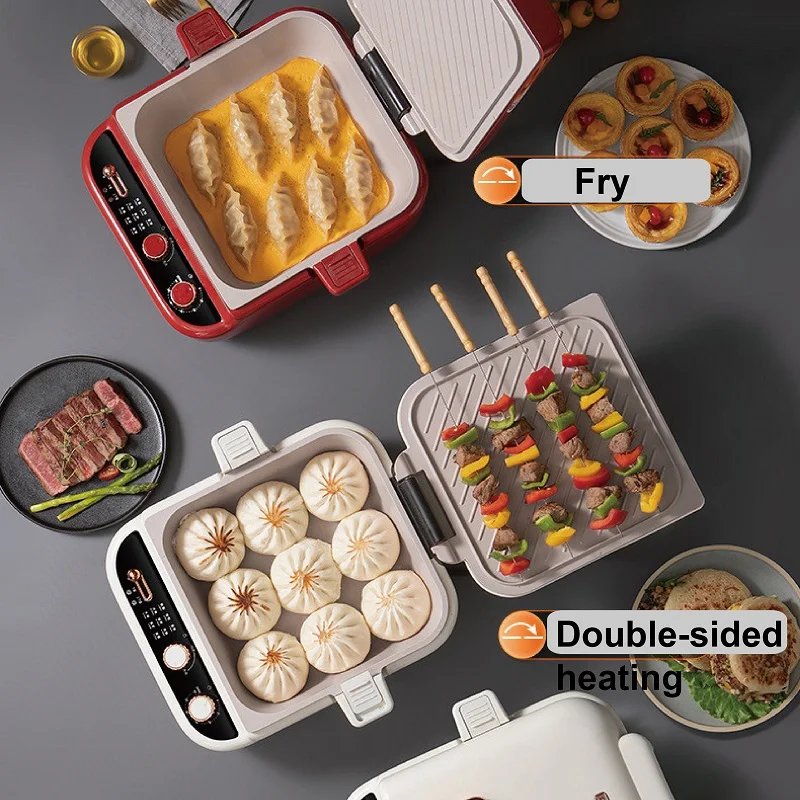 4L Home Electric Baking Pan Double-Sided Heating Non-stick Skillet Pizza Pie Cooking Machine BBQ Tool Crepe Pancake Maker 1700W