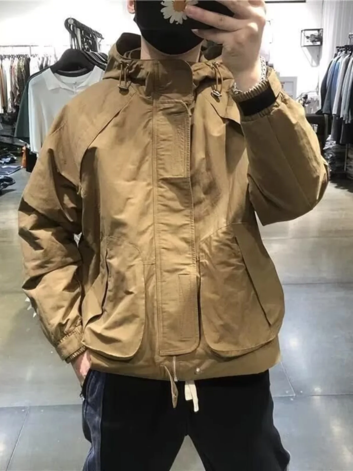 

Американская рабочая одежда в стиле ретро, мужская модная одежда большого размера со свободным воротником, охотничья верхняя одежда на молнии, универсальный топ, весна-осень