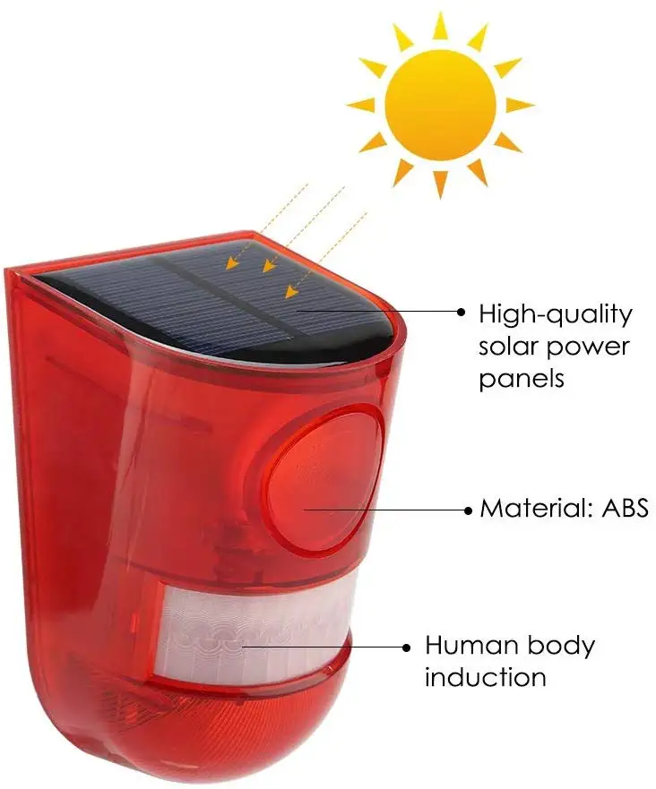 2PCS Nuovo Design di Fabbrica Allarme Solare RF Remoto 129db Sirena Solare Sistema di Allarme Domestico Esterno IP65 Allarme Antintrusione Solare