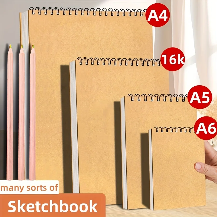 A4/16K/A5/A6 Zwei Skizzenbücher + Zwei Buntstifte, Hochwertige Spiralbindung, je 30 Blatt, Perfekt für Zeichensets, Schreib- und Künstlerbedarf