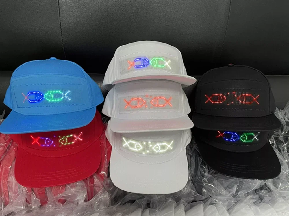 Led Screen Light Up Cap LED Messages Display Hat Bluetooth APP DIY Smart Cap for Costumes Cosplay Party Masquerade