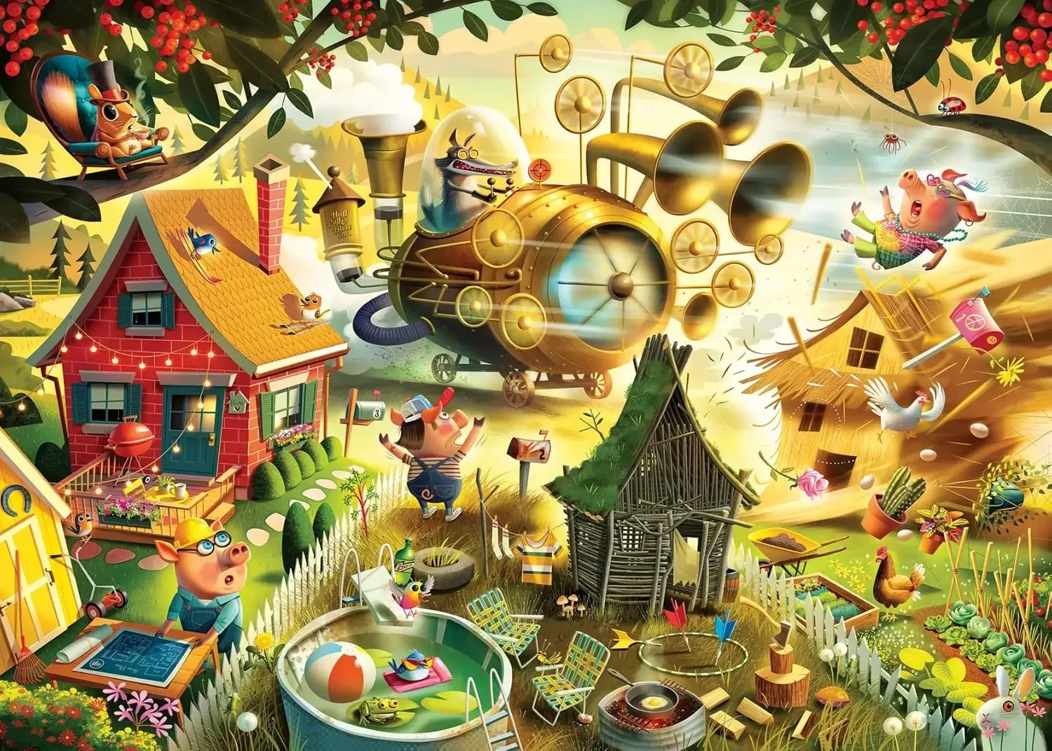 

﻿ ﻿ Jigsaw Puzzles for Adults 1314/520/120pcs Look Out Little Pigs Wooden Puzzles for Gameroom Bedroom Home Decor Party Gift