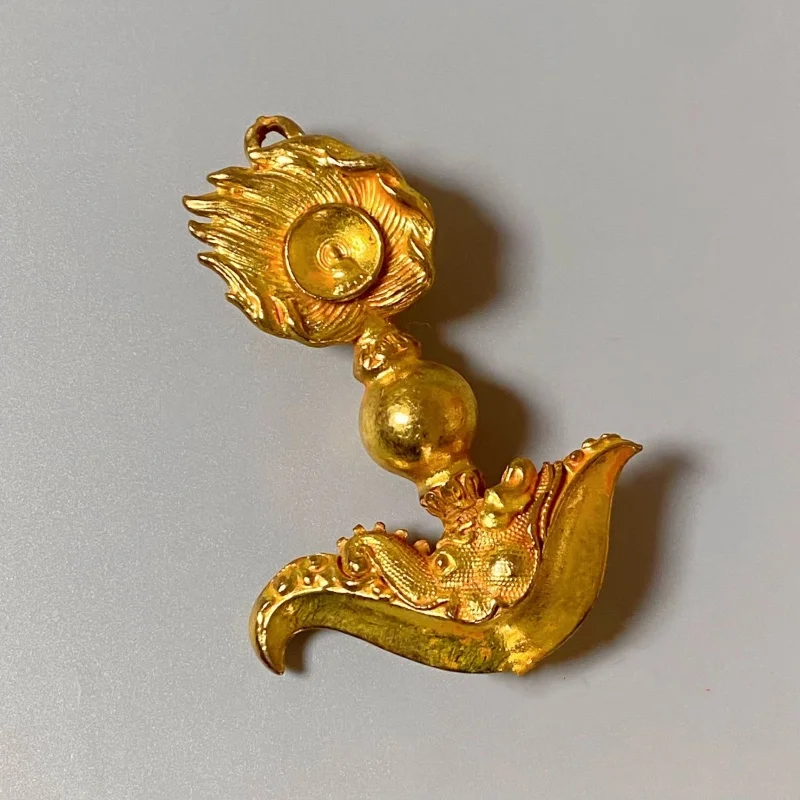 Vintage Copper Gold Plated Vajra Purging handle piece Tibetan Buddhist Nepalese Tantric faqi Desktop Ornament