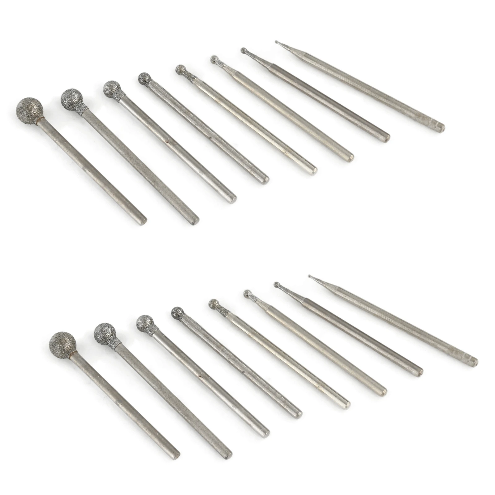 20Pcs 2.35mm Shank Diamond Coated Mounted Points Spherical Ball 0.5-8mm for Jewelry Stone Glass Grinding Carving for Dremel