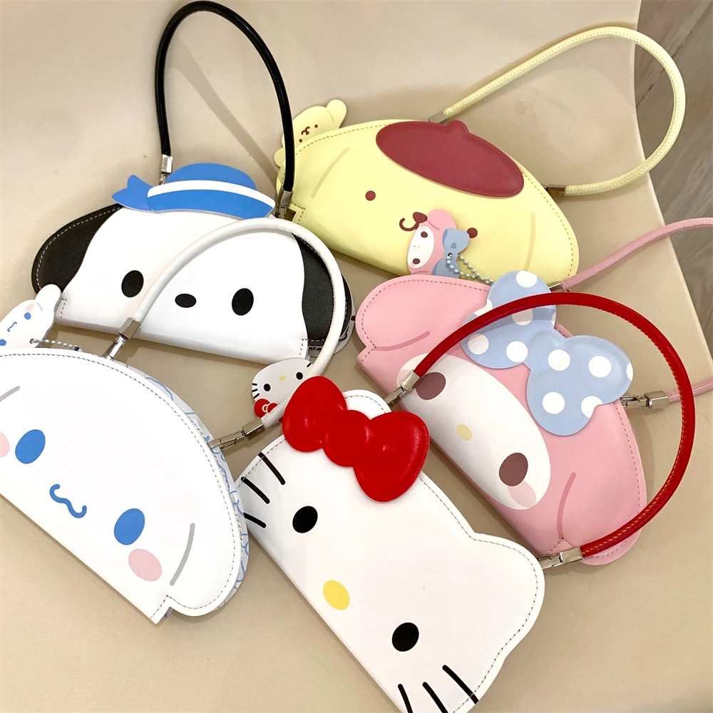 

Милая сумка для телефона Sanrio, сумка с ремешком на руку, мультяшные чехлы для iPhone 16, 15 Pro Max 12, 13, 14 Plus, мультяшный бампер, мягкий кожаный чехол