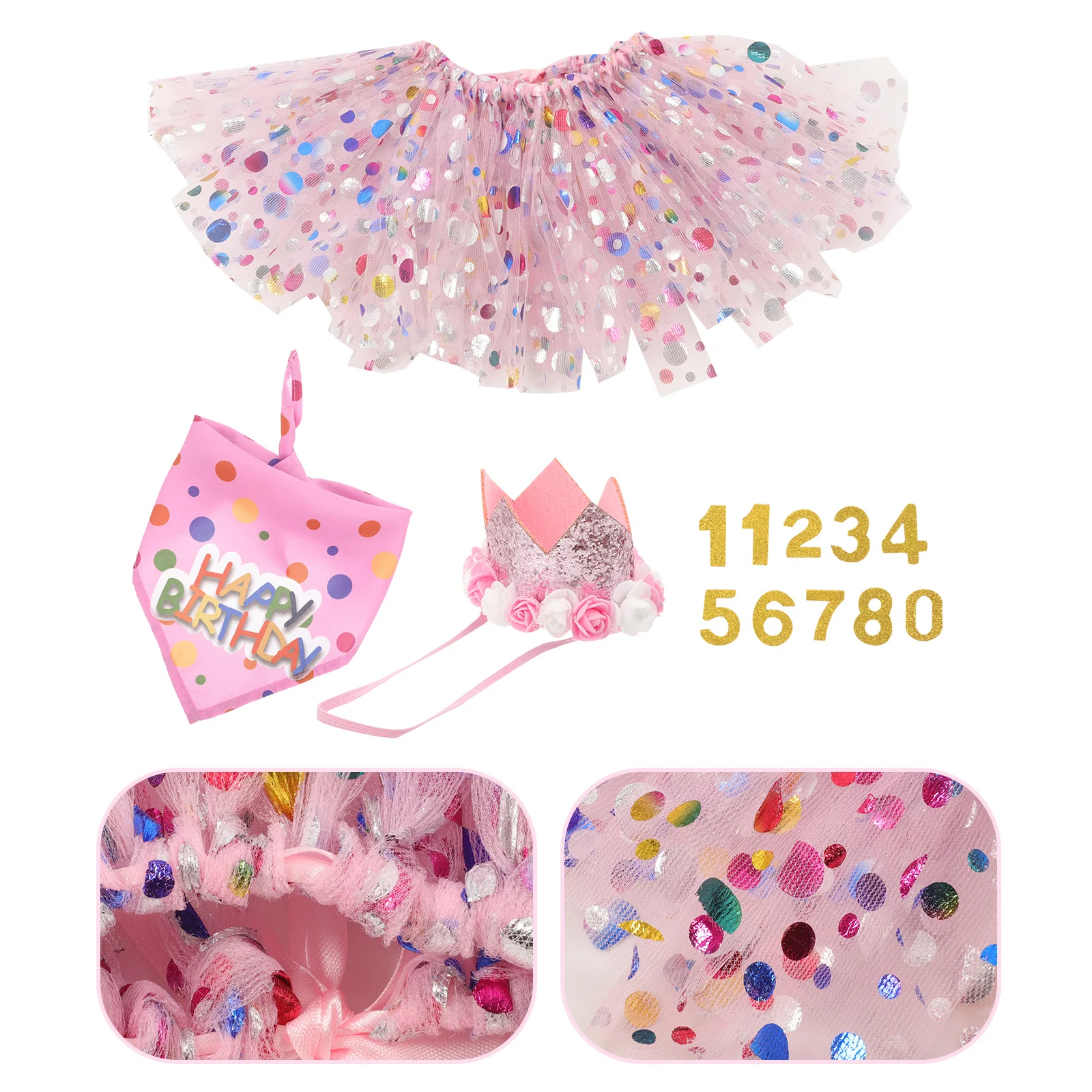 

1Set Pet Birthday Crown Tutu Skirt Dress Hat Bandana Puppy Dog Cat Birthday Party Decoration Outfit Cat Outfit
