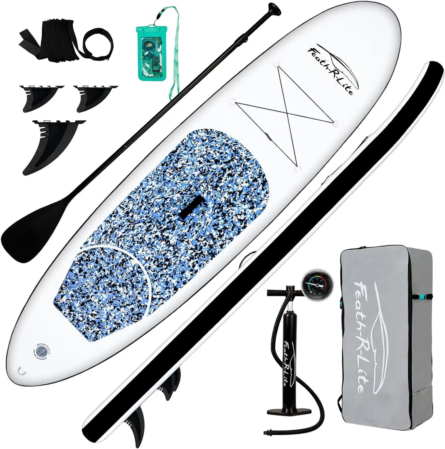 

Inflatable Stand Up Paddle Board 10'x30''x6'' Ultra-Light (16.7lbs) SUP with Paddleboard Accessories,Three Fins,Adjustable