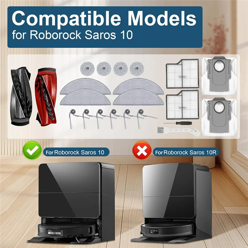 Запасные части для робота-пылесоса Roborock Saros 10, основная боковая щетка, фильтр Hepa, швабра, тканевые мешки для пыли, комплект аксессуаров