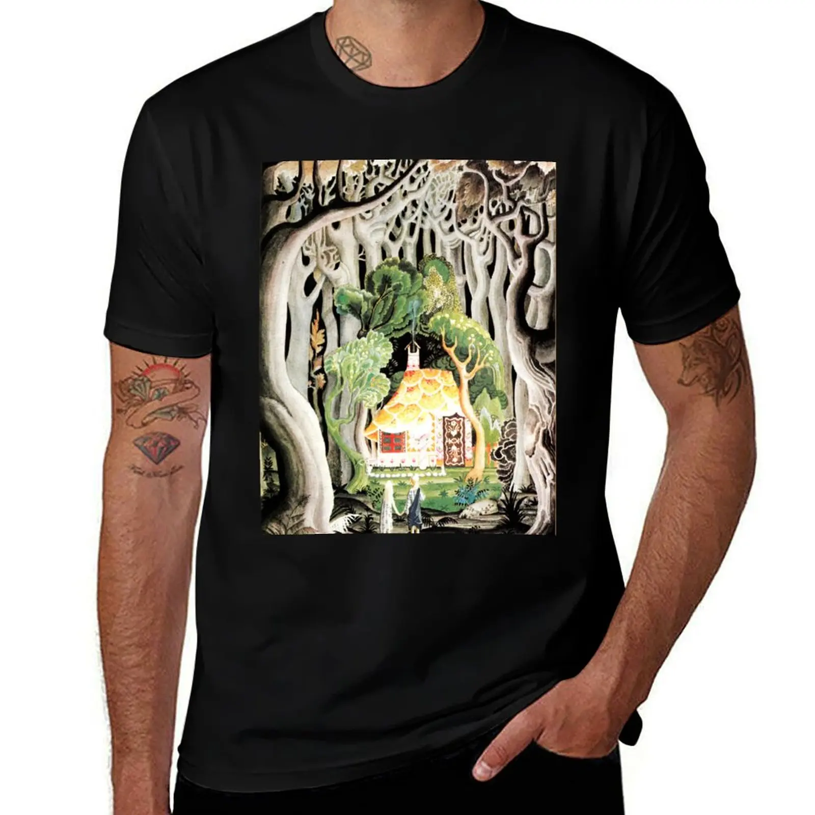 

Hansel and Gretel - Kay Nielsen T-Shirt Basic Casual Wear Short Sleeve Top