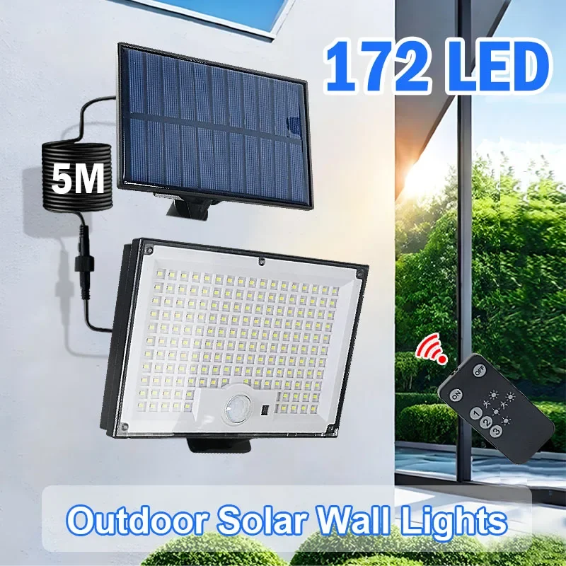 

Pop 172LED Outdoor Solar Lights Motion Sensor Floodlight Solar Wall Lamp 3 Modes Solar Power Lights For Outside Yard Garden Ligh