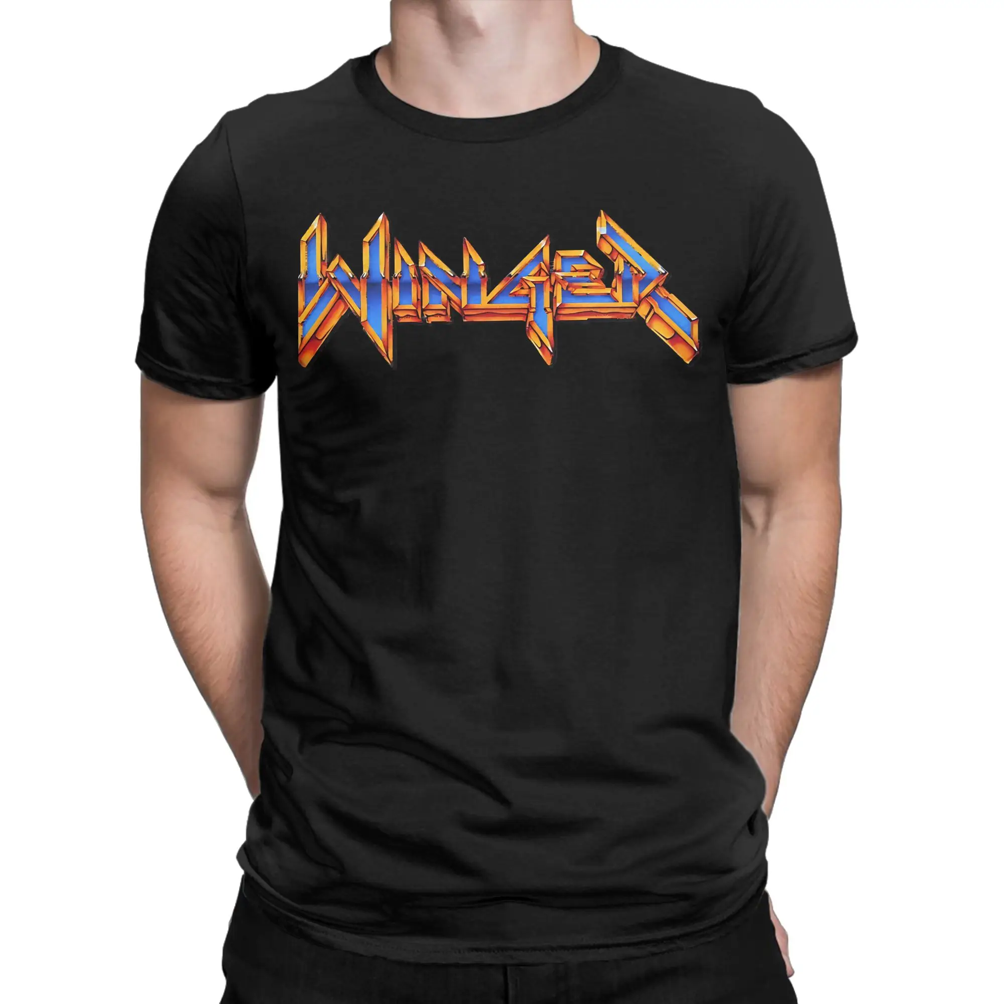 Retro Metal Typography  Classic Winger Funny 100% Cotton T-Shirt Tops Tees For Men