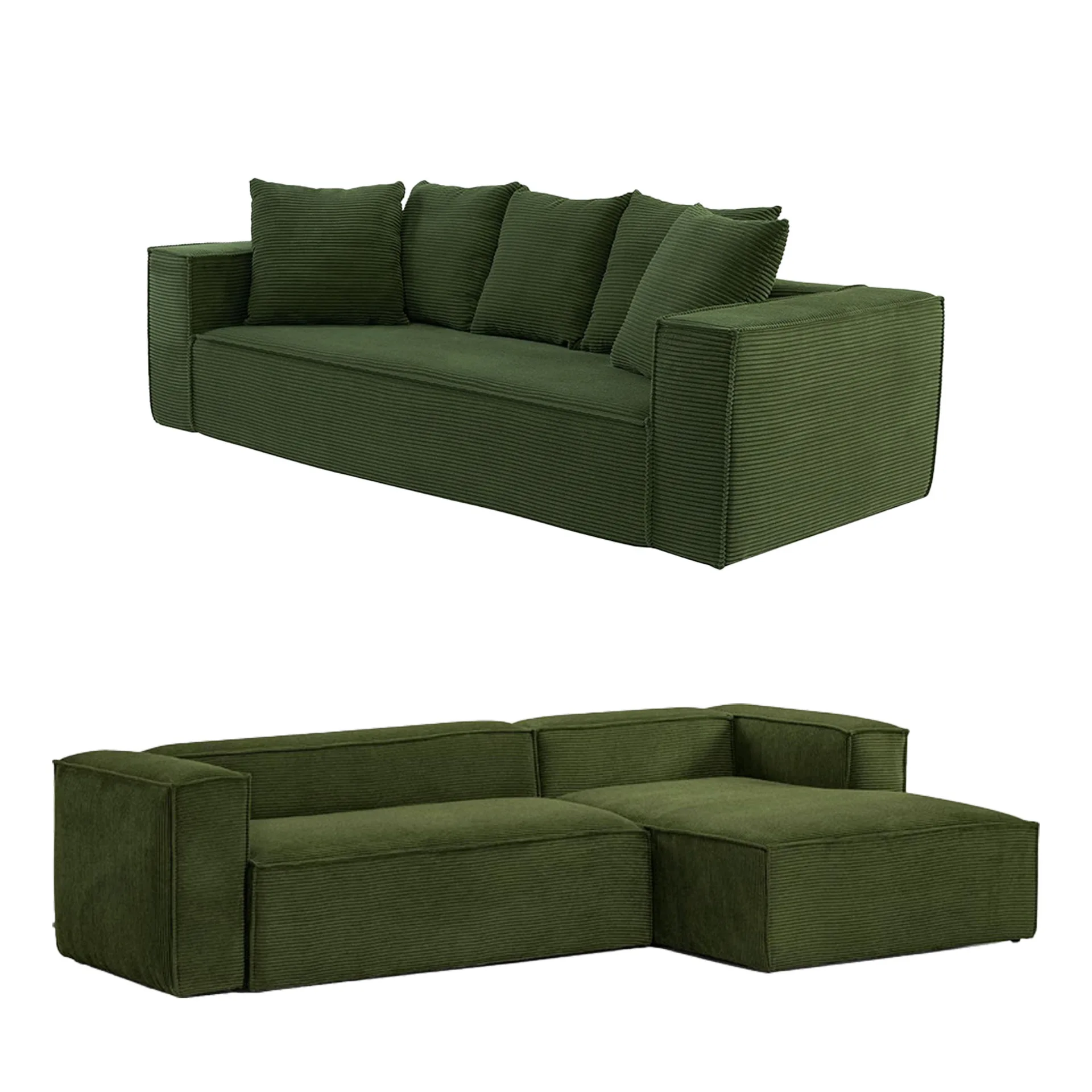 Fabric straight row modern simple pressure resistant polymer high density sponge sofa