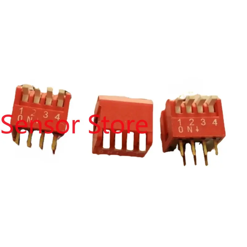 

10PCS DIP4P SIDE DIAL PIANO KEY TYPE 4-POSITION CODE PULL SWITCH WITH PIN PITCH 2.54MM RED GOLD-PLATED FEET