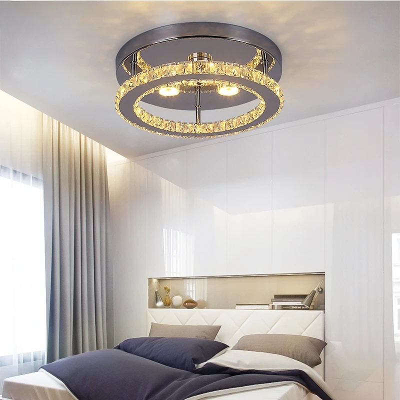 

Crystal Led Ceiling Light Modern Nordic Round Surface Mounted Lamps Indoor Lighting Aisle Room Bedroom Chandeliers