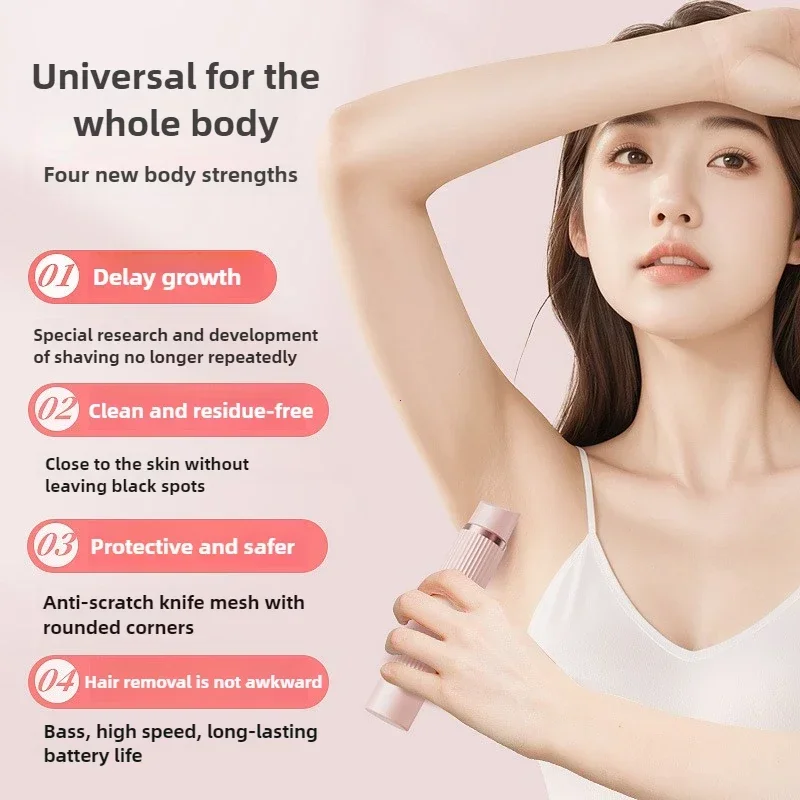 Rasoio elettrico da donna Trimmer bikini Epilatore corpo Rasoio per zona privata Ascelle Gambe Depilazione viso Indolore Liscio